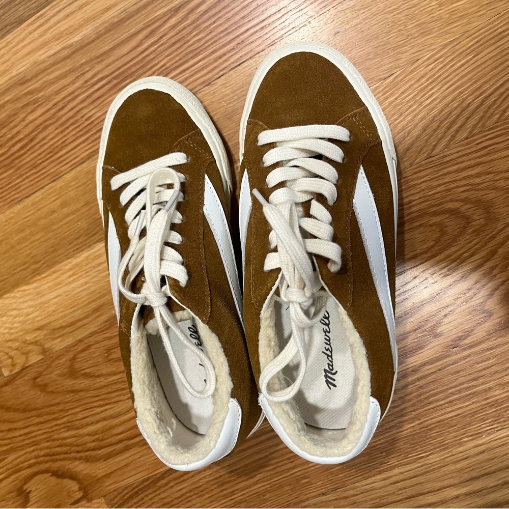 Madewell Sidewalk Low Top Sneakers in Suede & Sherpa Style AE241 NEW